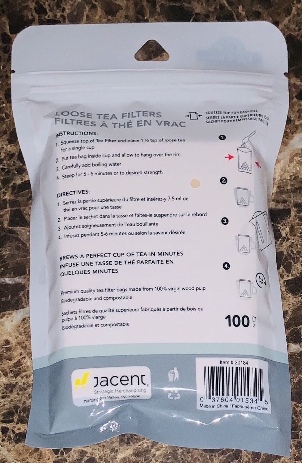 Fill n Brew Loose Tea Filters Unbleached Chlorine Free 100 Pack Small 1 Cup NEW