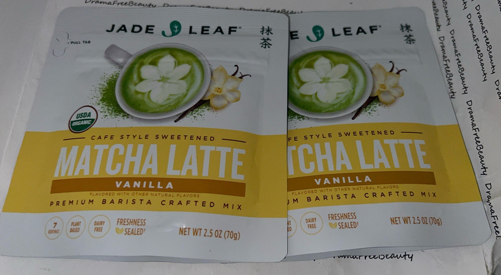 Jade Leaf Organic Matcha Latte Premium Barista Mix ~ VANILLA ~ 2 X 2.5 oz./70 g.