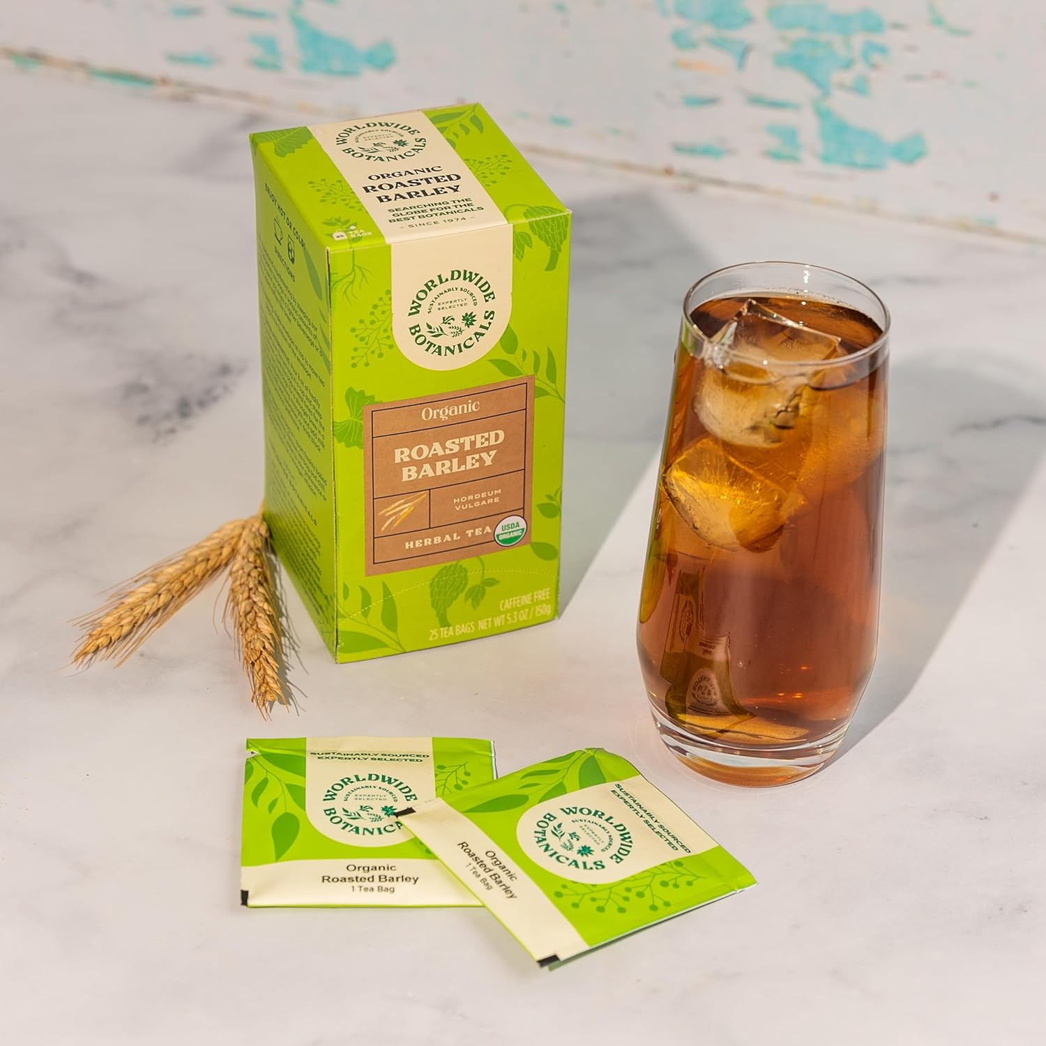 Organic Roasted Barley Tea, 25 Tea Bags – 3x more herbs with 6g per teabag – AKA