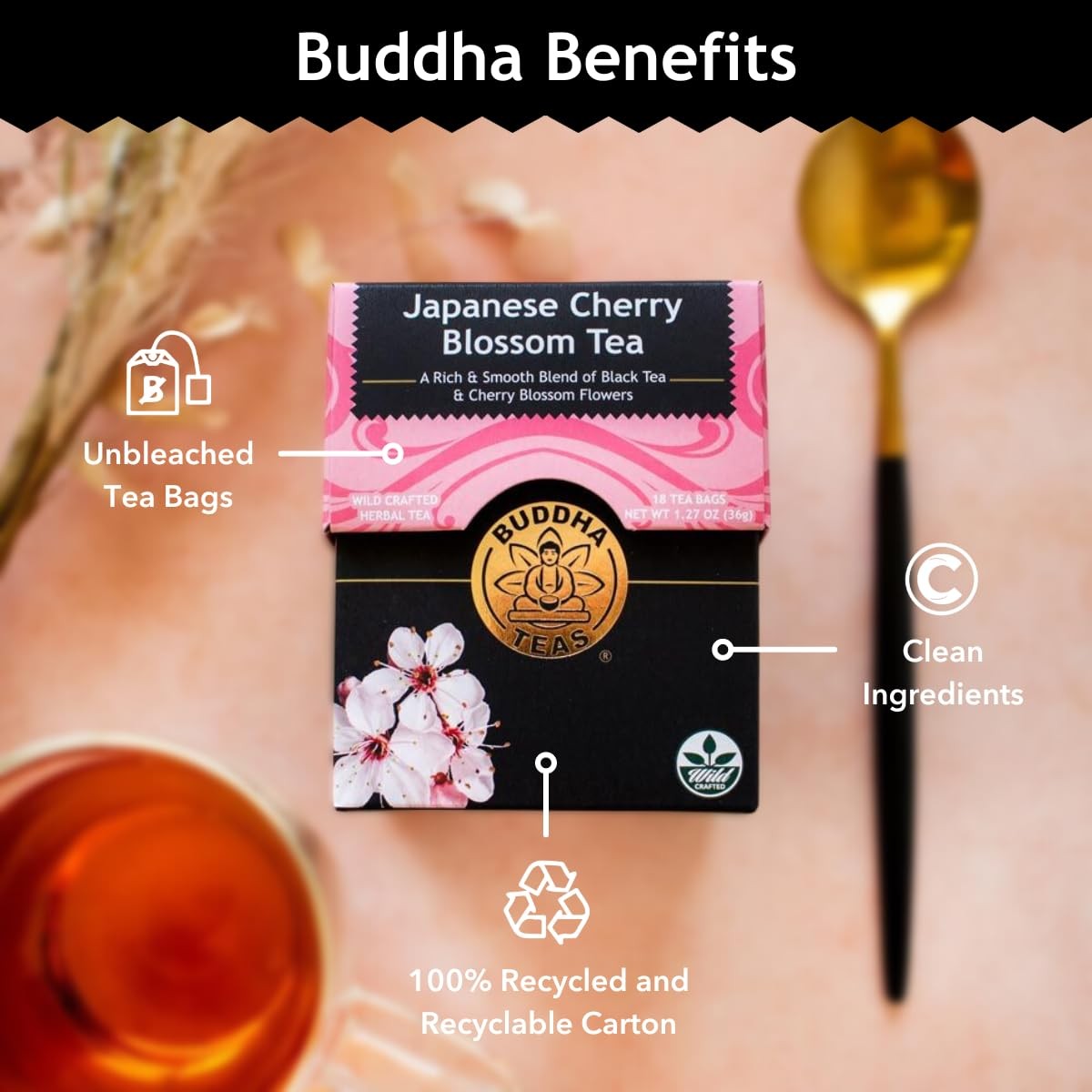 Japanese Cherry Blossom Tea – OU Kosher, 18 Bleach-Free Tea Bags
