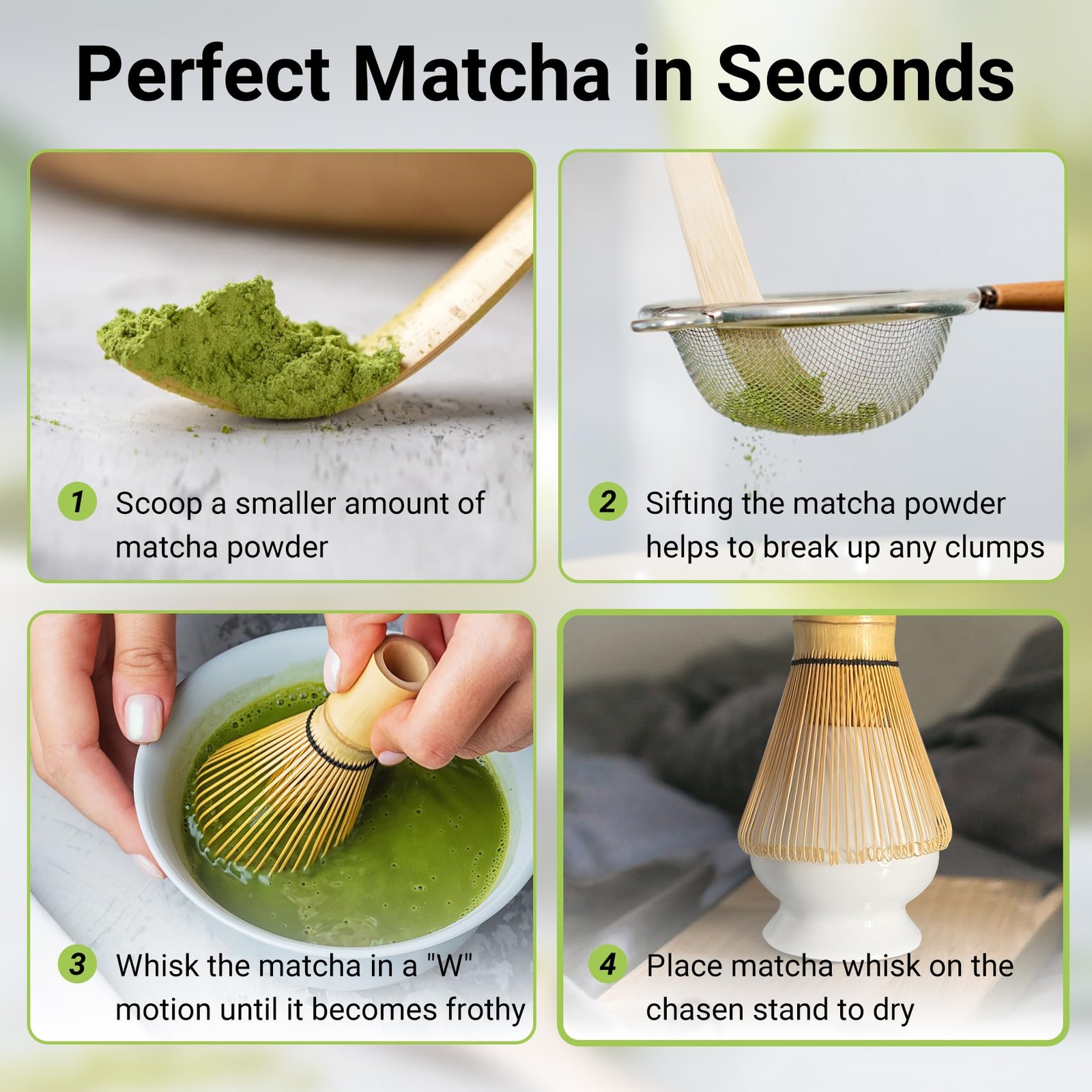 Bamboo Matcha Whisk Set – Matcha Whisk Traditional Scoop Tea Spoon