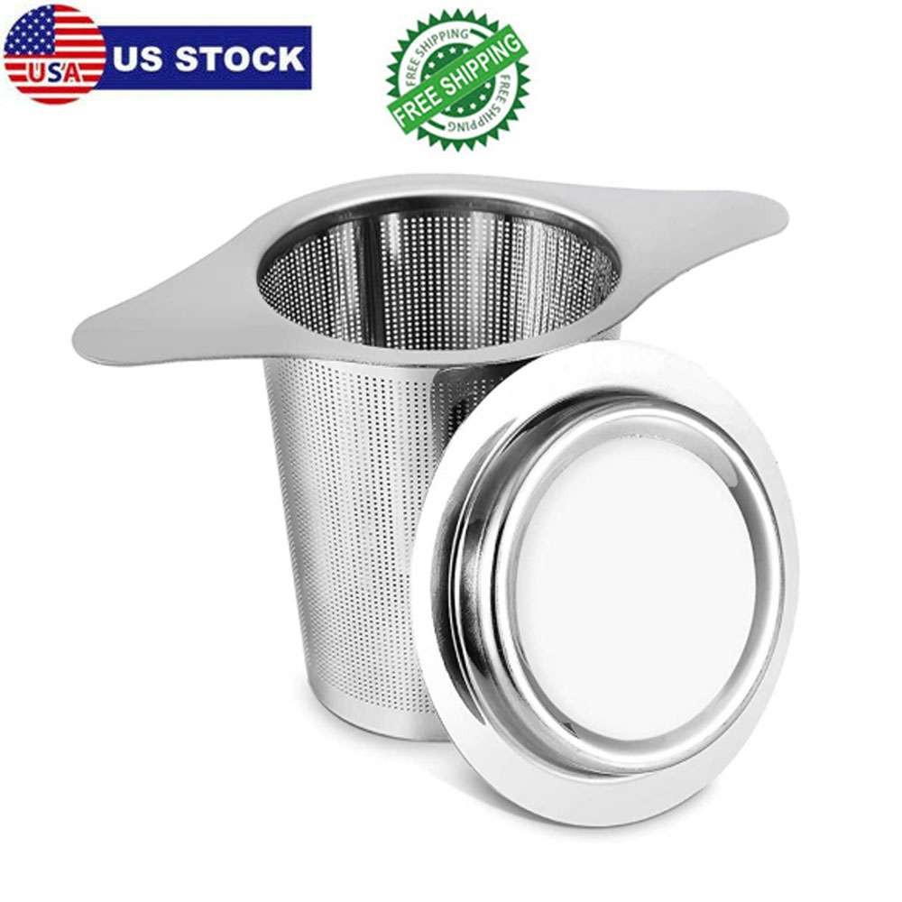 Tea Ball Infuser Stainless Steel Filter Squeeze Leaves Herb Mesh Strainer w/ Ear