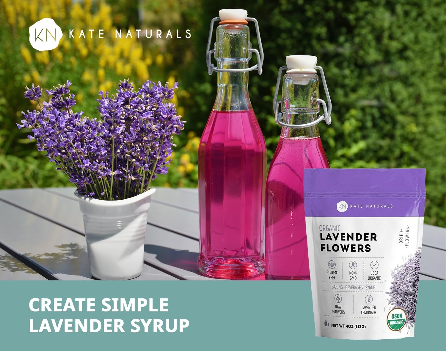 Kate Naturals Dried Lavender Flowers for Tea, 4 Ounce (Pack of 1), Purple