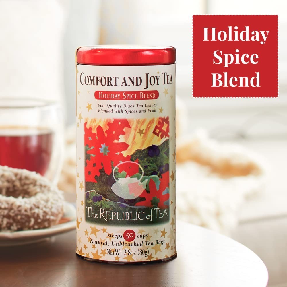 Comfort and Joy Tea, Holiday Spice Blend, 50 Tea Bags, Naturally Caffeinated