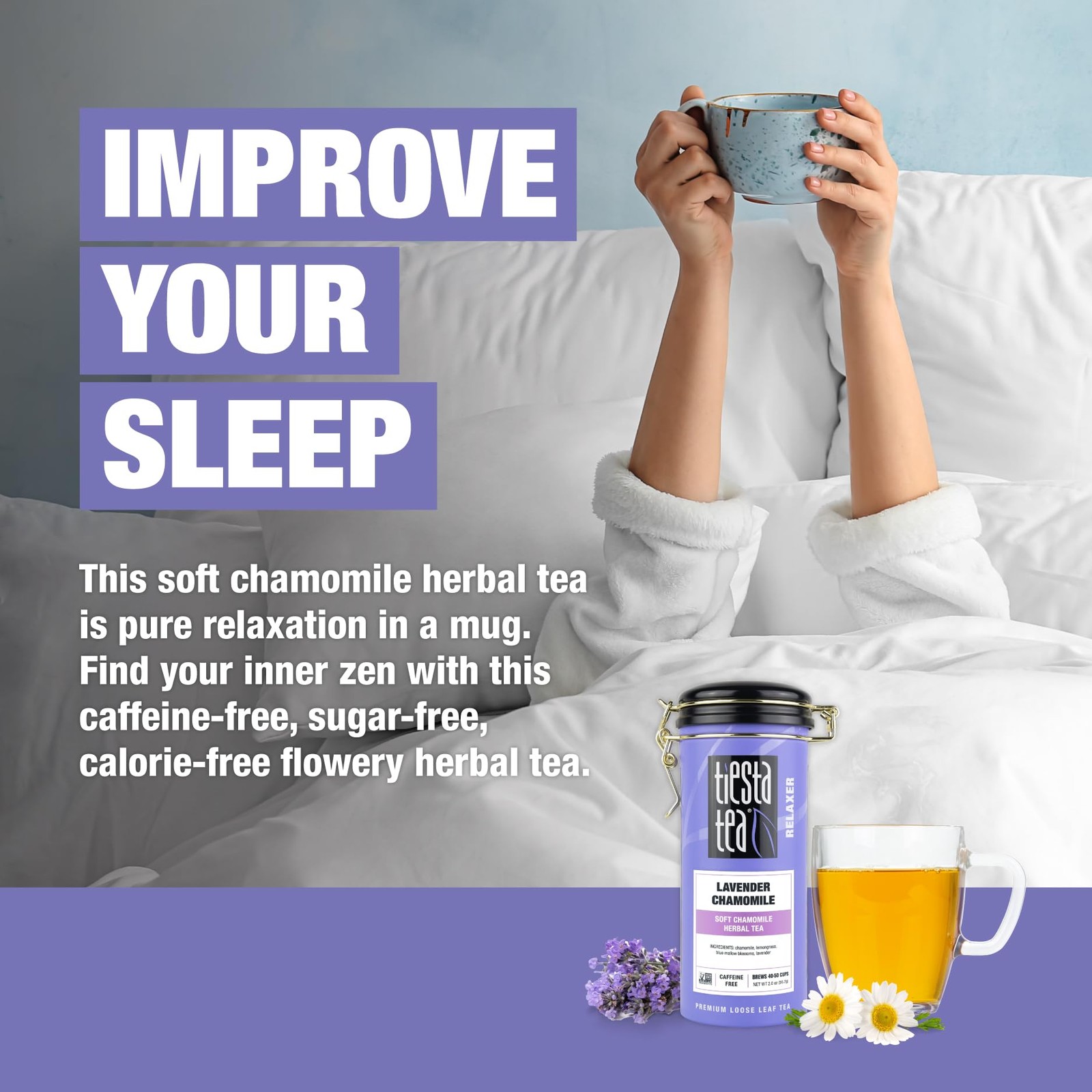 Tiesta Tea Lavender Chamomile Herbal Loose Leaf Tea 50 Cups Relaxation Blend