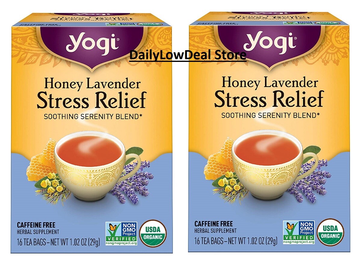2 PACK Yogi Tea Herbal Stress Relief, Honey Lavender 16 Tea Bags (32 Tea Bags)