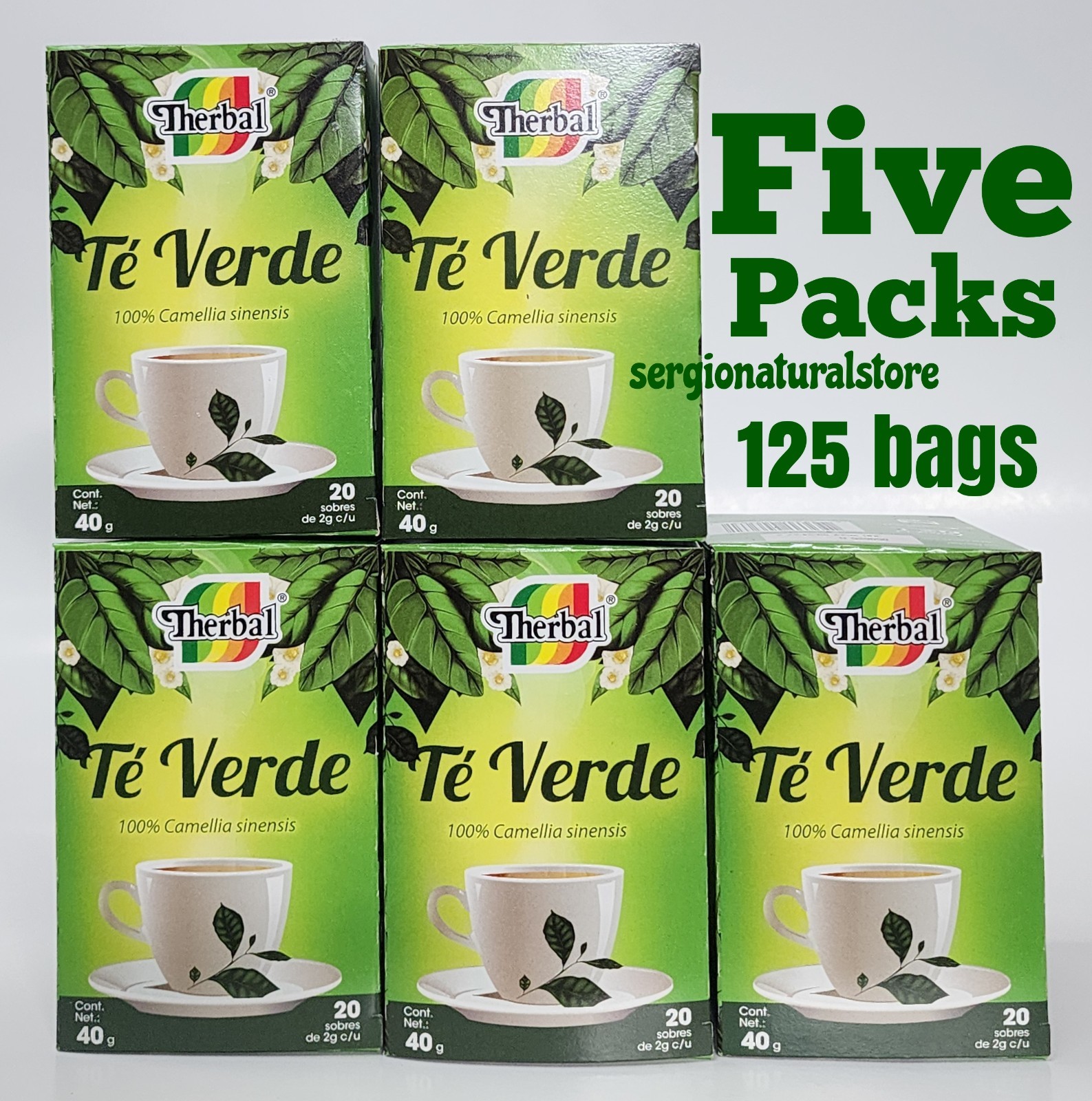 5 Packs Te Verde Mexicano Camellia Sinensis Green Tea 125 Bags Free Shipping