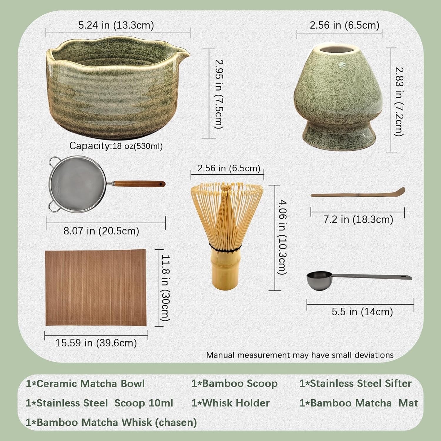 Matcha Whisk Set, 7 Pcs Matcha Kit with Spouted Bowl, Sifter and Whisk Holder…
