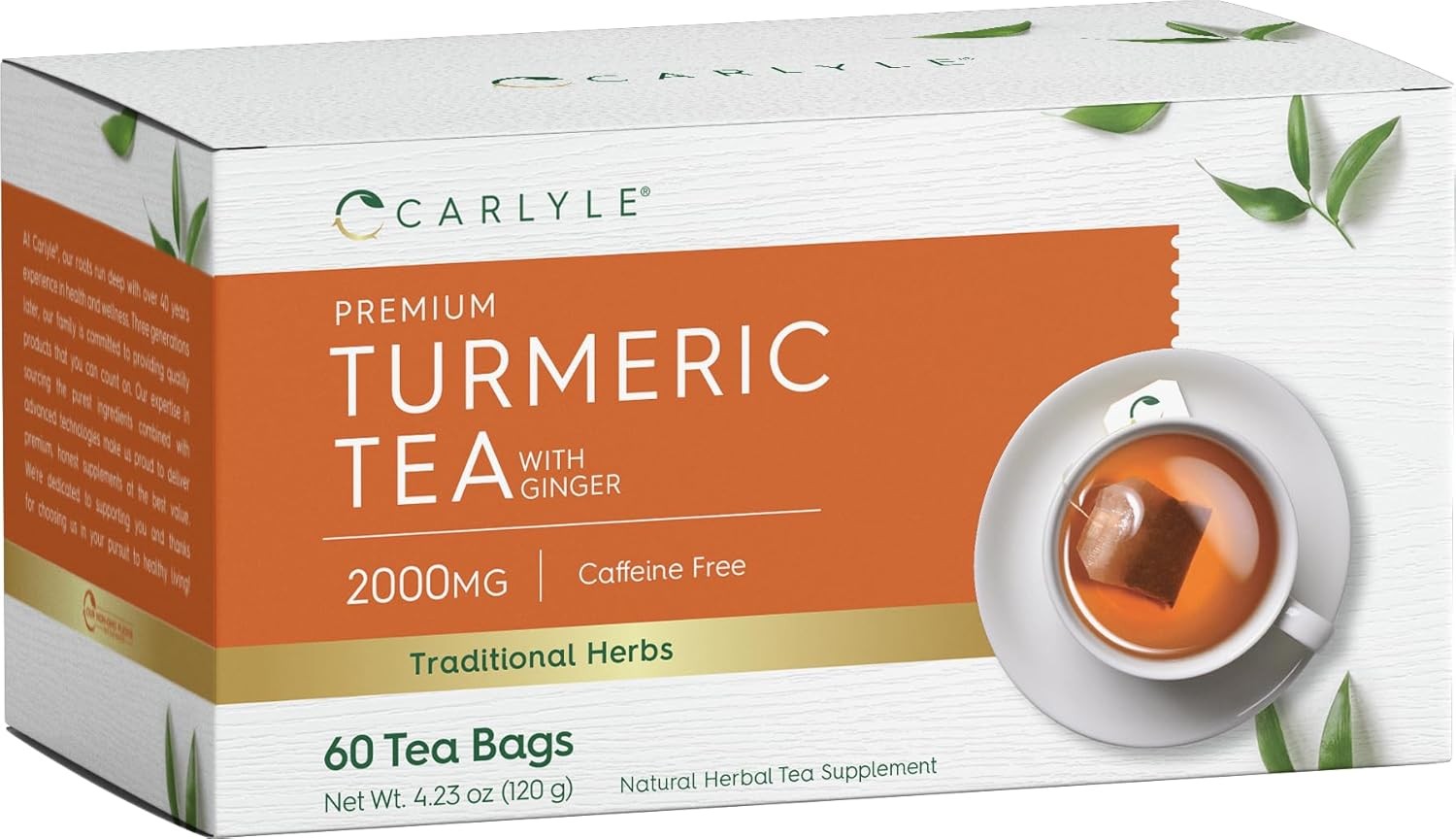 Herbal turmeric ginger tea bags