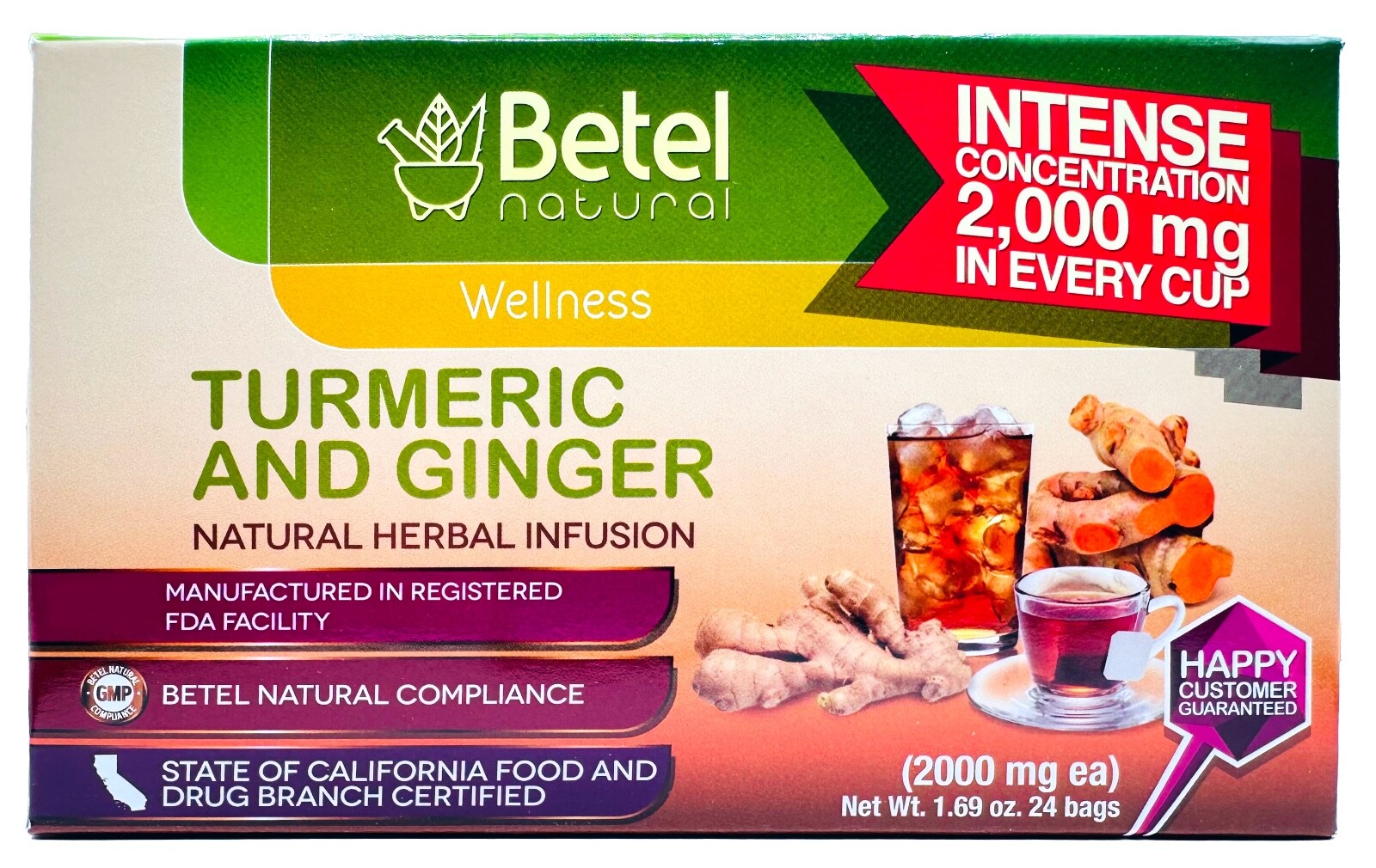 Turmeric and Ginger Tea (Te de Curcuma y Jengibre) by Betel Natural – 24 Tea Bag
