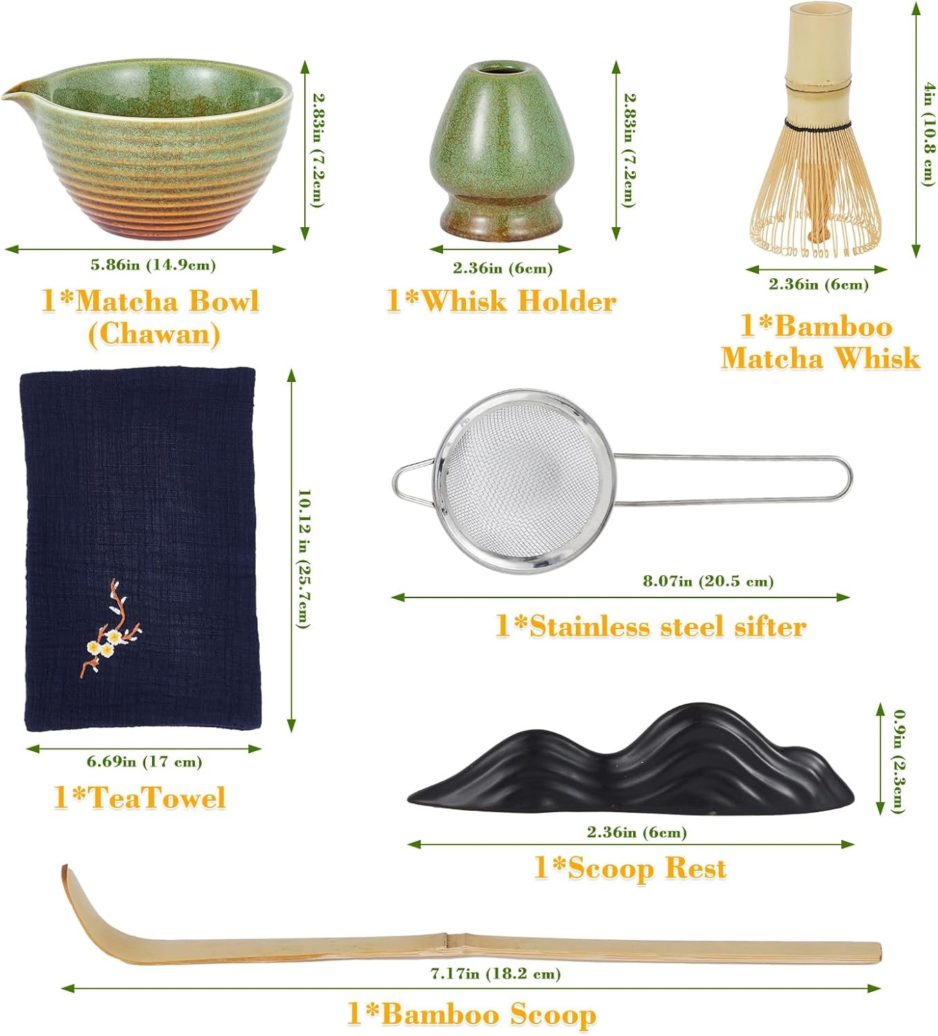 7 Pcs Matcha Whisk Set Bamboo Whisk Holder Bamboo Scoop Scoop Rest for Tea Lover