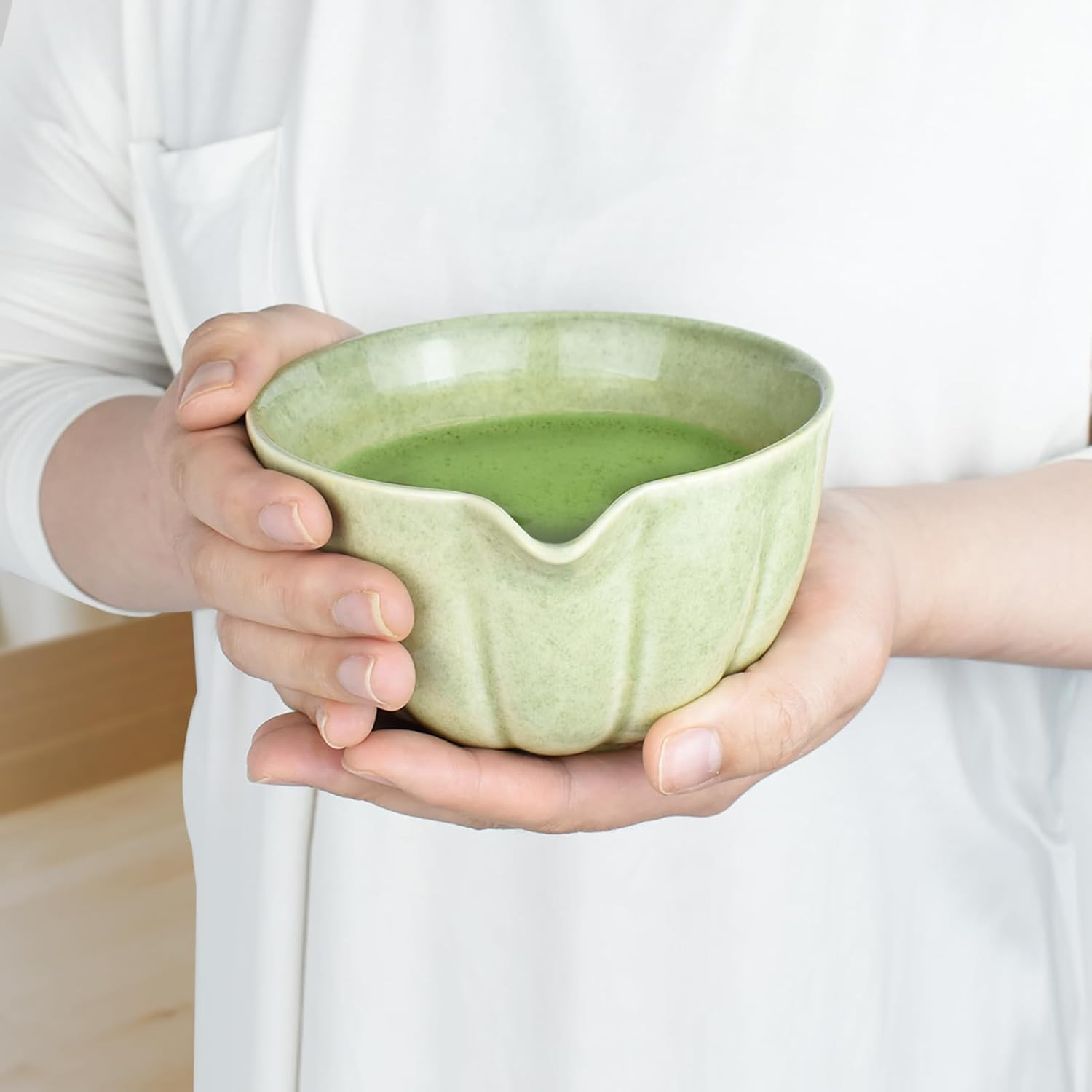 Japanese Matcha Set, Matcha Bowl with Pouring Spout, Matcha Whisk, Tea Scoop, Wh