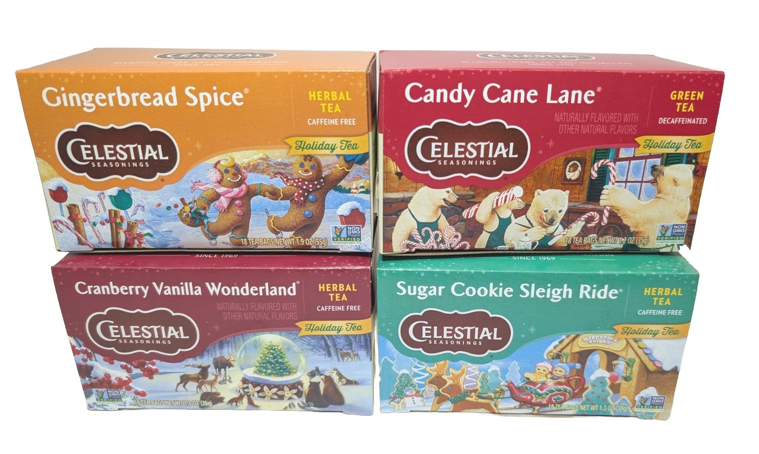 Celestial Seasonings Winter Spice Herbal Tea Collection 72 Bags, 4 Boxes Flavors