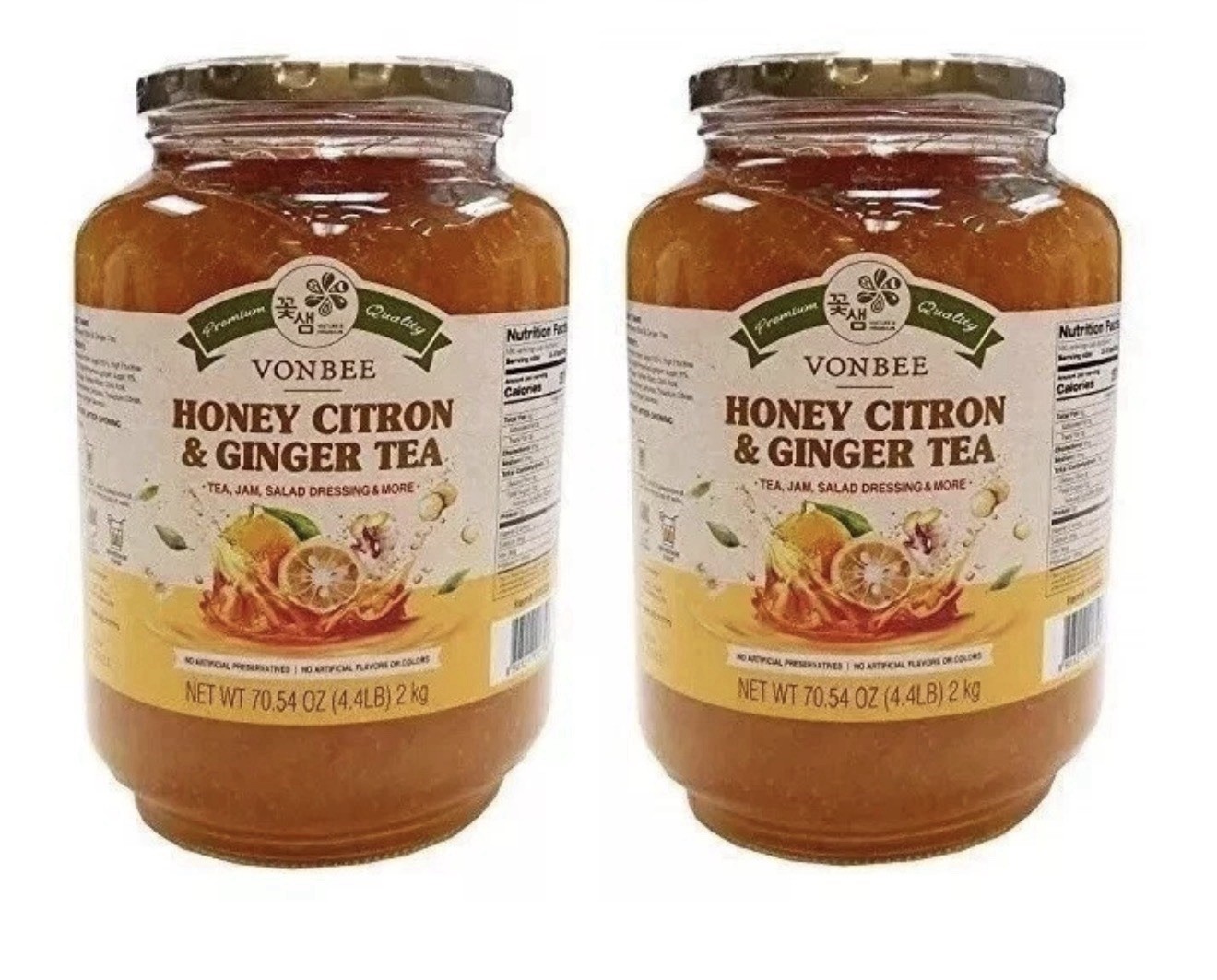 2-Pack VONBEE HONEY CITRON & GINGER TEA 4.4 Lb Each