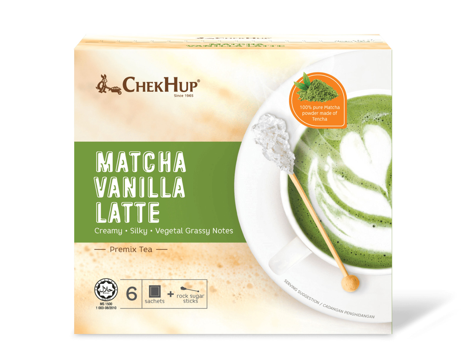 CHEK HUP| MICROGROUND MATCHA VANILLA LATTE | 23g X 6 SACHETS| MALAYSIA PRODUCT
