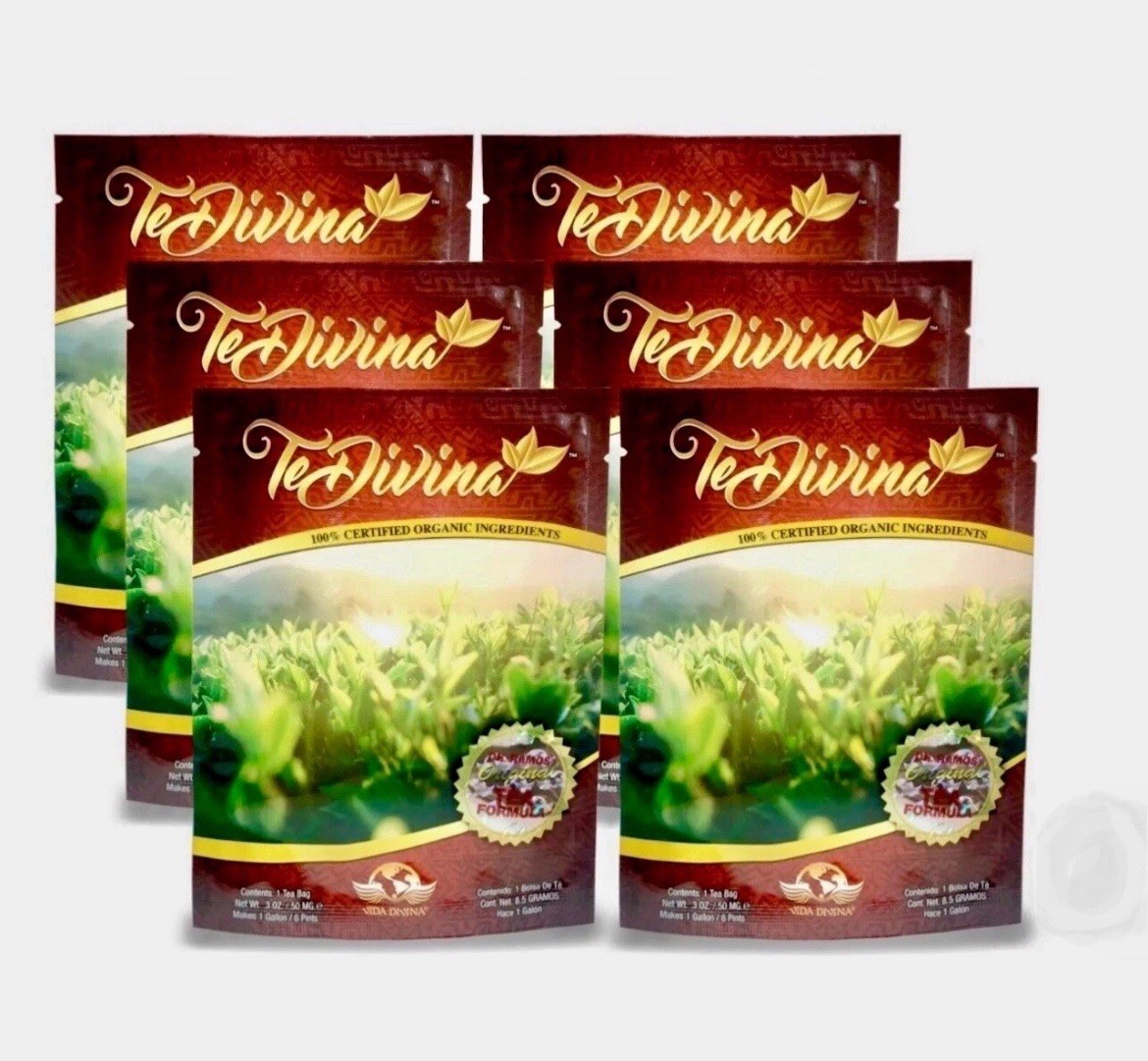 TeDivina Herbal Tea 6 Pack Certified Organic Caffeine Free Bagged Exp 07/2027