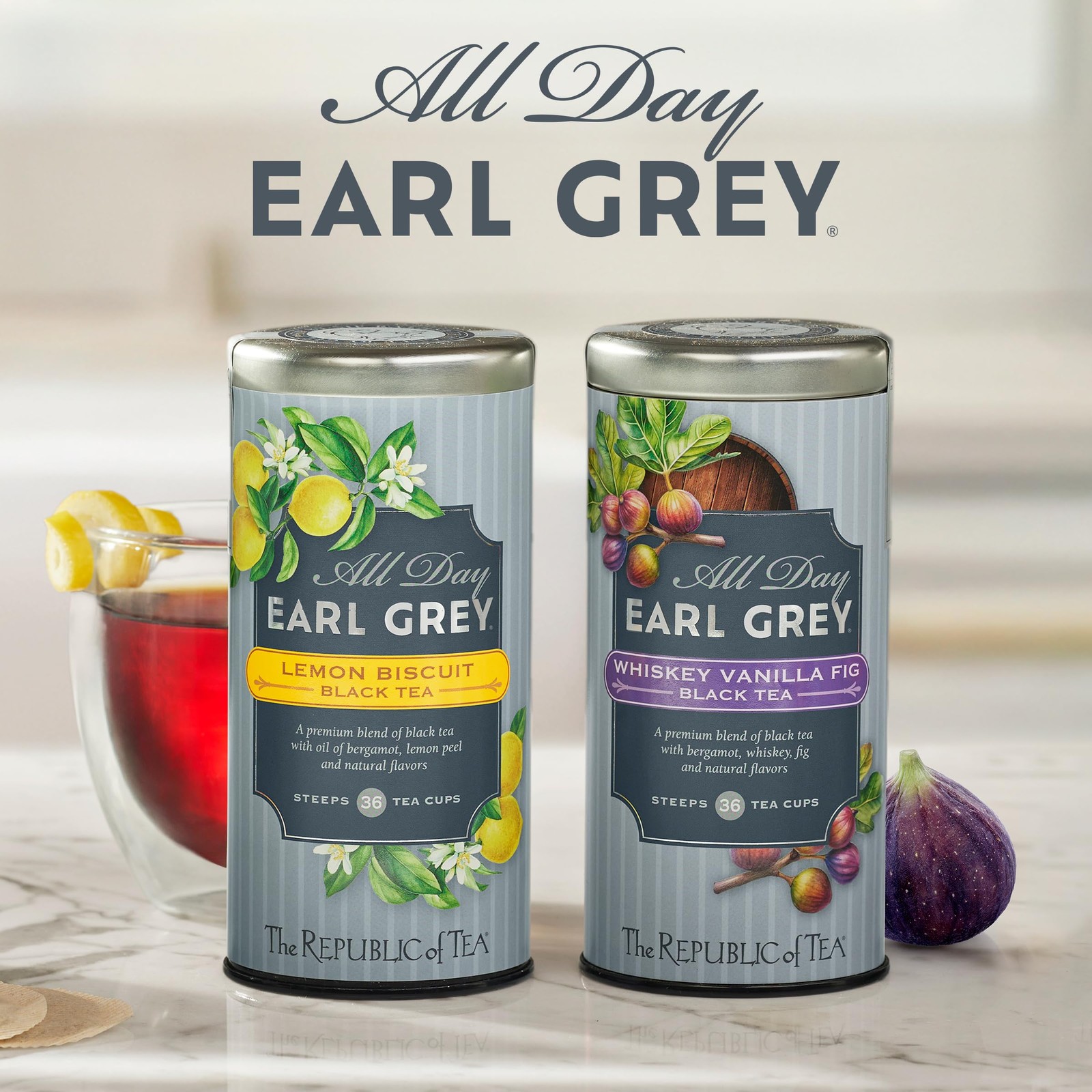 All Day Earl Grey Whiskey Vanilla Fig Black Tea Naturally Caffeinated 36 Bags