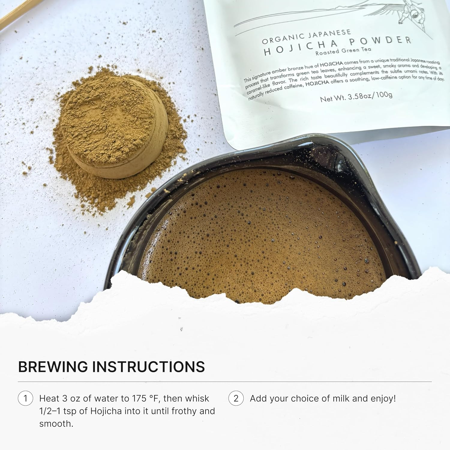 Organic Hojicha Powder | Japanese Roasted Green Tea Latte Powder | Premium Fi…