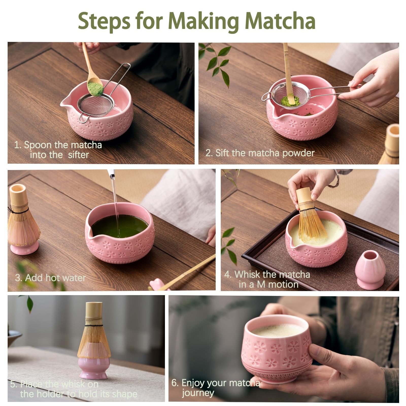 Buucup Matcha Whisk Set, 10 Pcs Matcha Set Includes Matcha Bowl, 2 Cups, Matc…