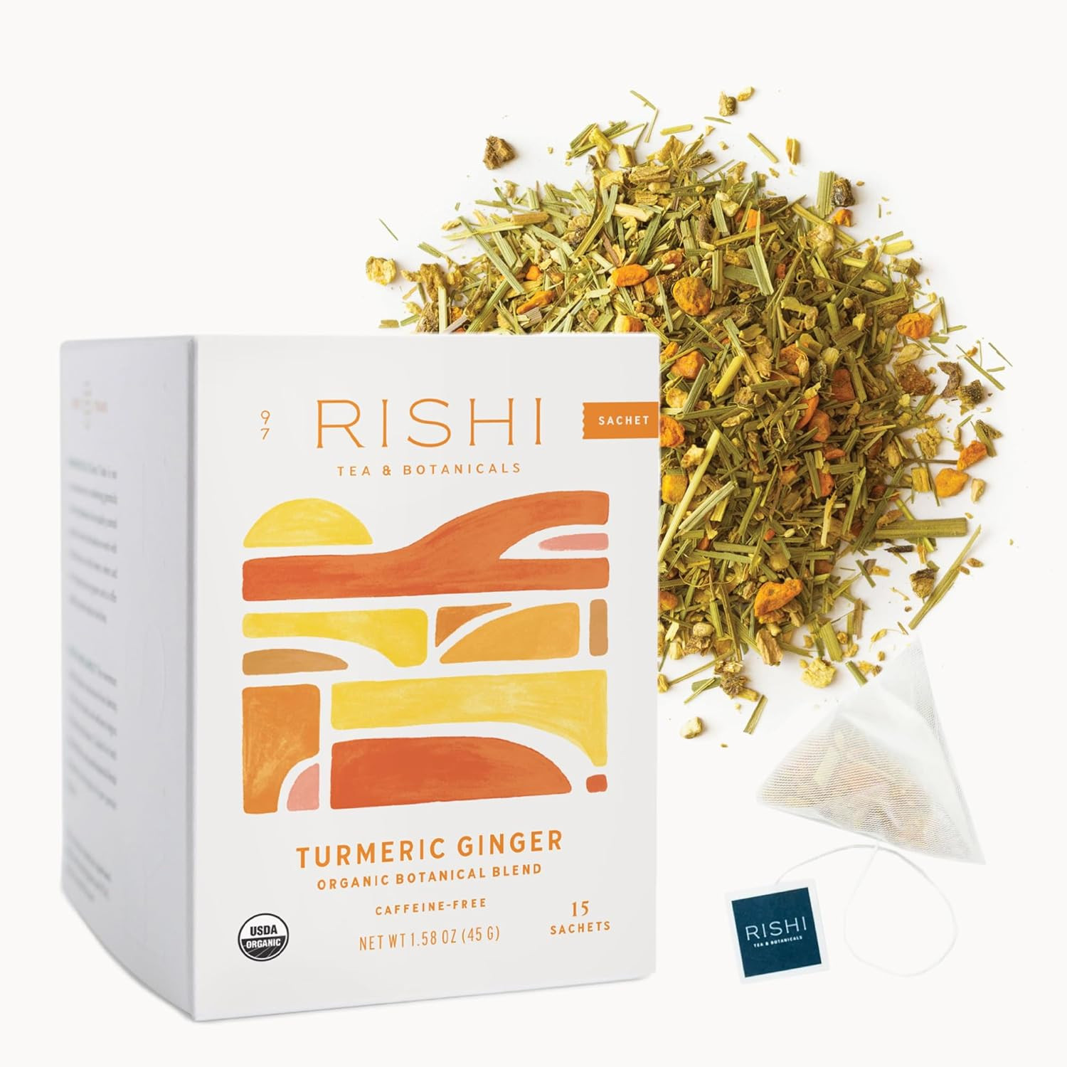 Turmeric Ginger Herbal Tea – Organic Sachet Bags, Caffeine Free Blend with Spicy