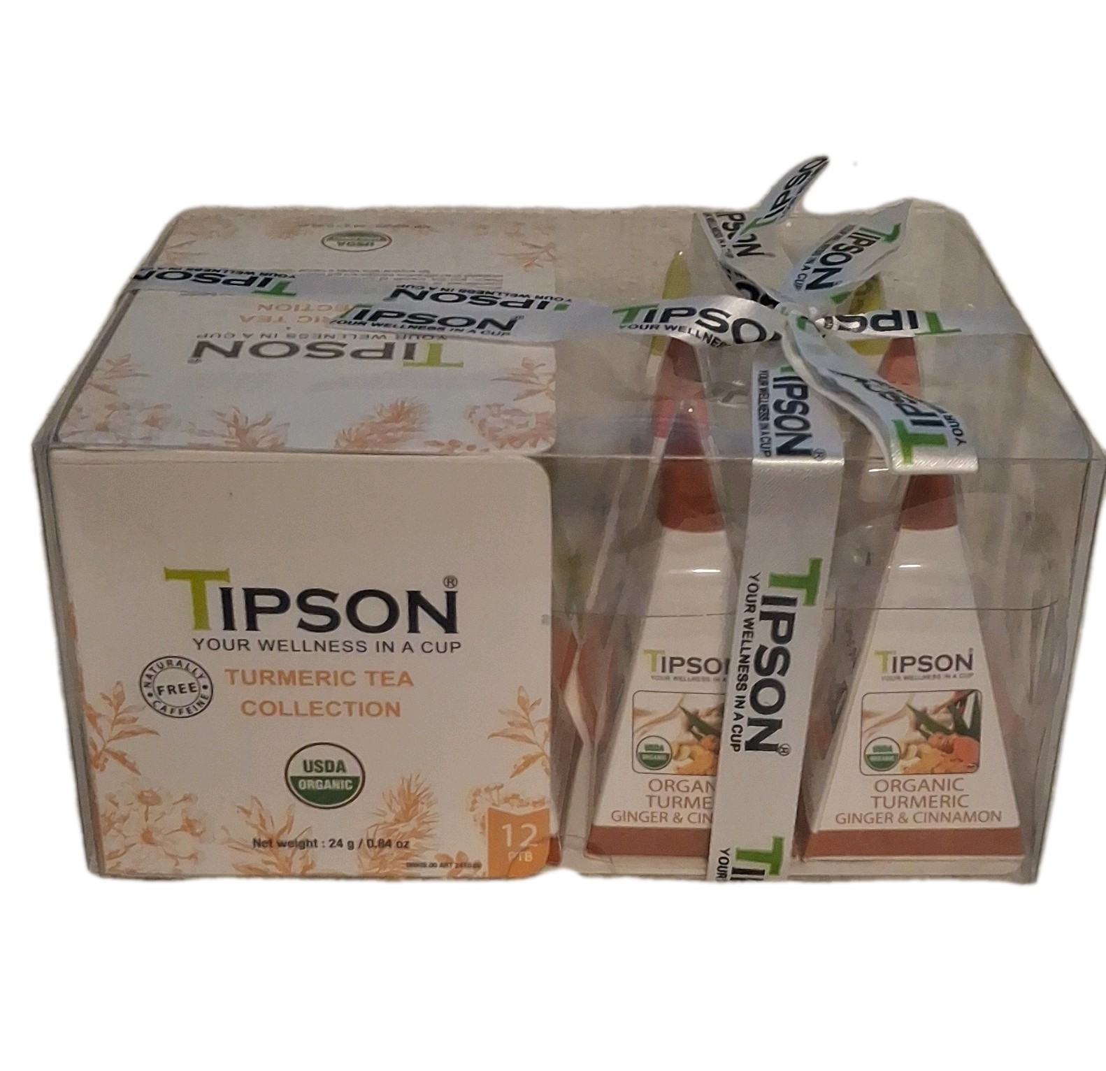 Tipson Turmeric Tea Collection USDA Organic Caffeine Free 12 Tea Bags 24g