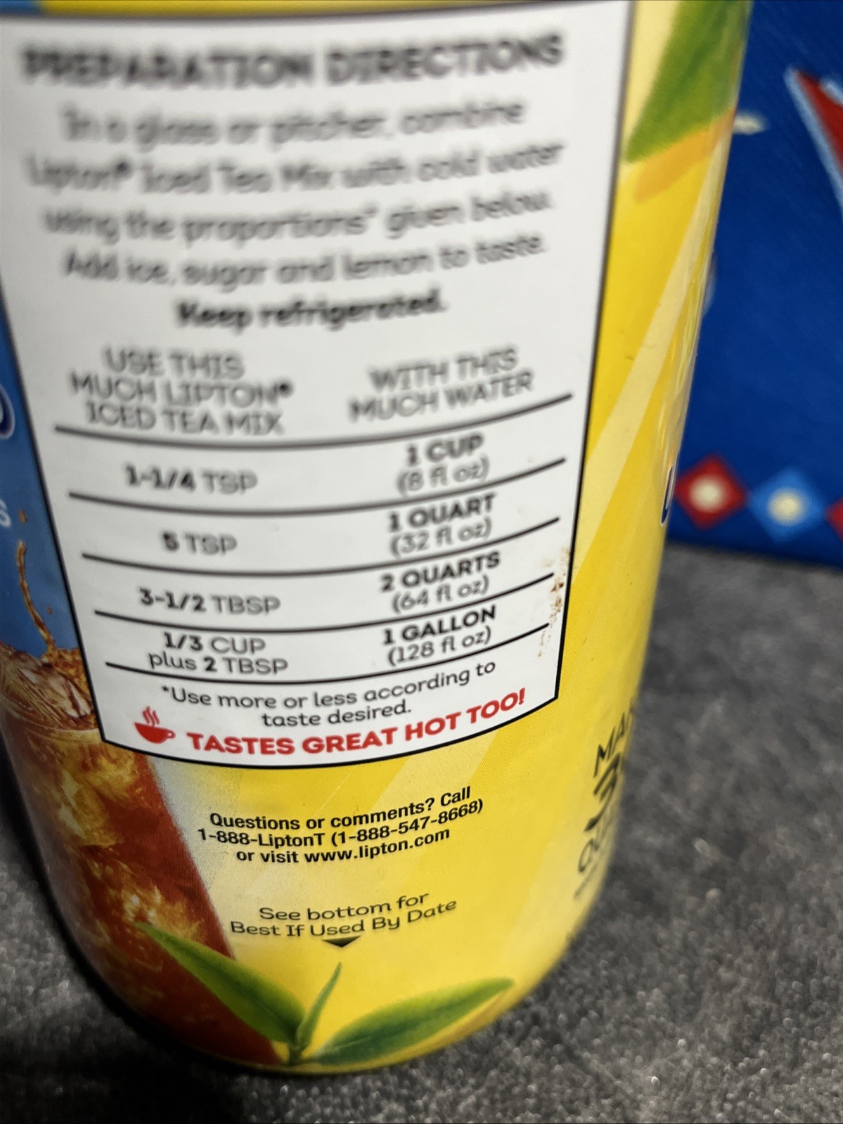 LIPTON ICED TEA UNSWEETENED MAKES 30 QUARTS NT. WT. 3 OZ. MADE W REAL TEA LEAVES