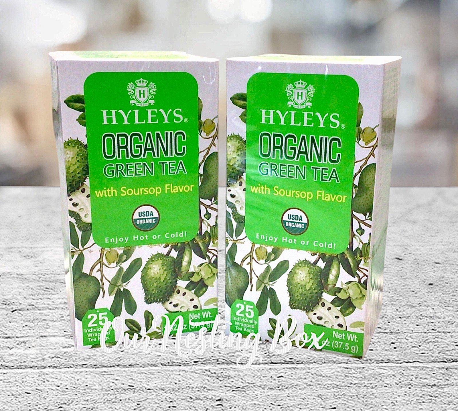 2 Hyleys Organic Green Tea Soursop Flavor – 25 Tea BagsEnjoy Hot Or Cold
