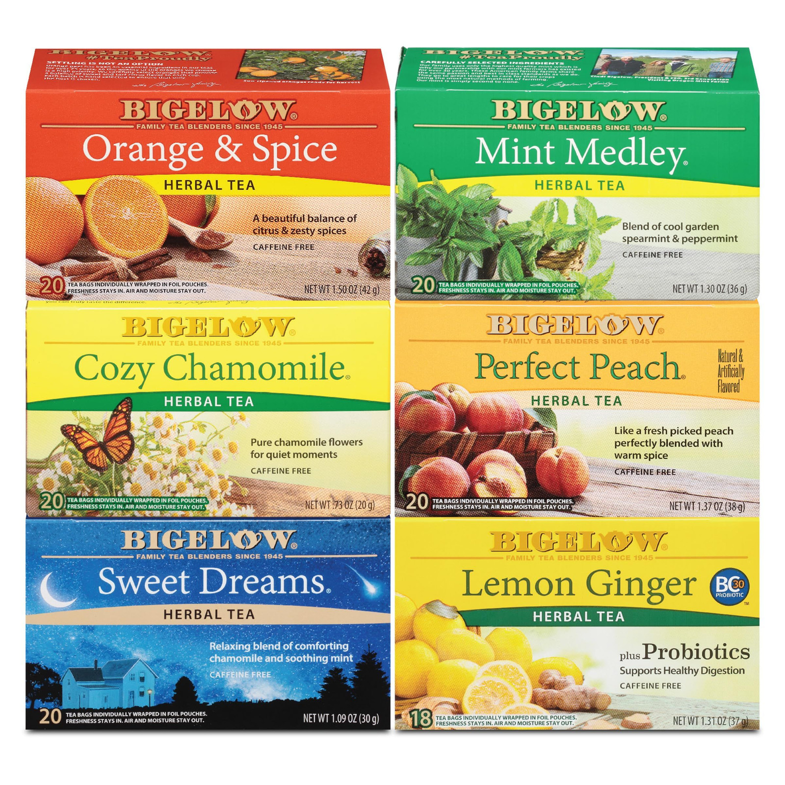 Bigelow Tea Caffeine Free 6 Flavor Herbal Variety 118 Count (Pack of 6)