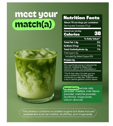 MatchaDNA Matcha Latte – Sweet Powder with Milk, No 5.3oz Bag