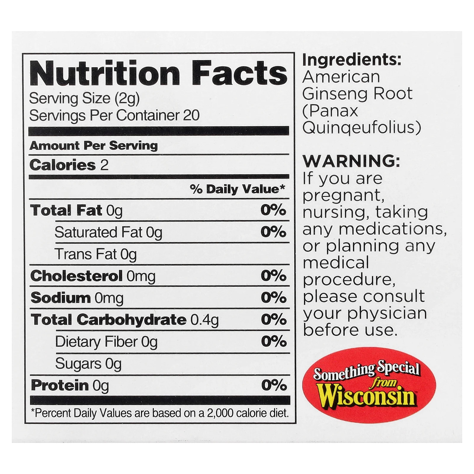 American Ginseng Tea, Caffeine Free , 20 Tea Bags