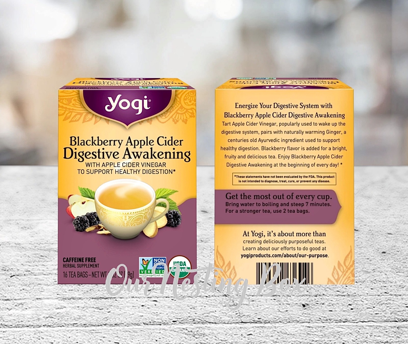 2 Yogi Tea Blackberry Apple Cider Digestive Awakening, Herbal Tea Bags, 16 Count