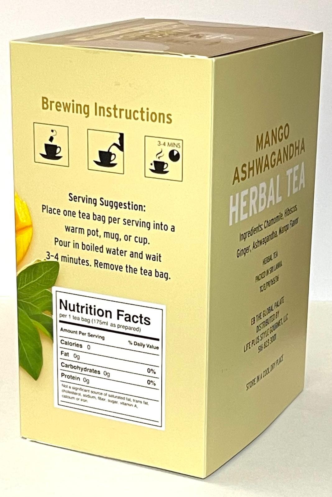 Ashwagandha Root Tea – Herbals Pure Herbal Tea (25 Count) Mango Flavor -exp 2026