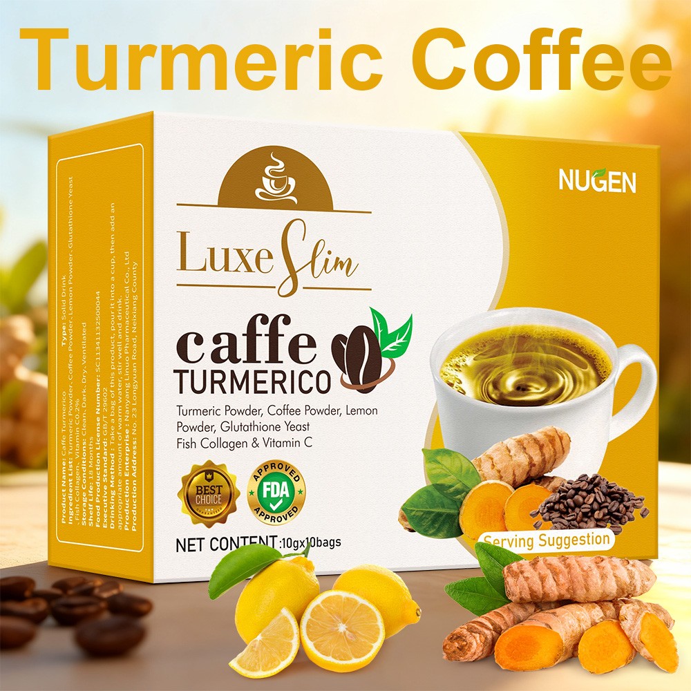 4-in-1 Tea Bags Turmeric Coffee Lemon Powder,Glutathione,Fish Collagen&VitaminC