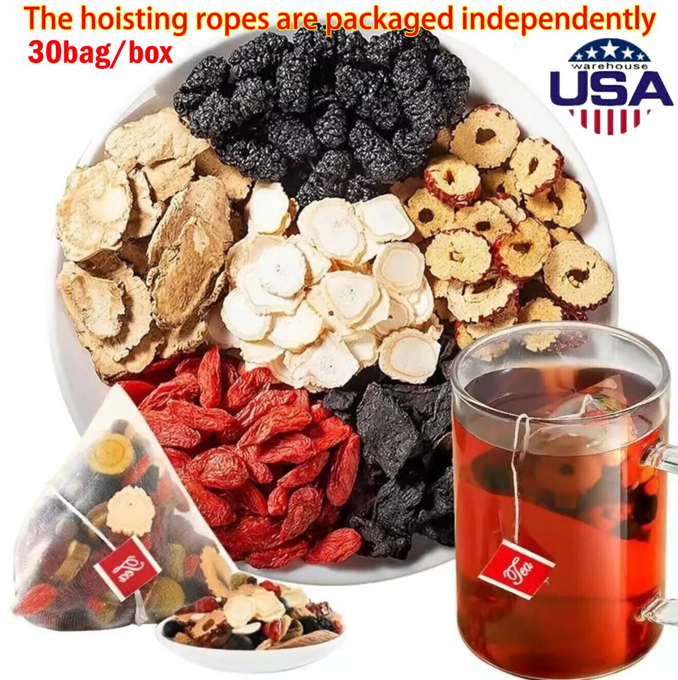 30Pcs Ginseng Six Treasure Tea , Kidney Tea ,Liver Tea , Red Date Kidney Health