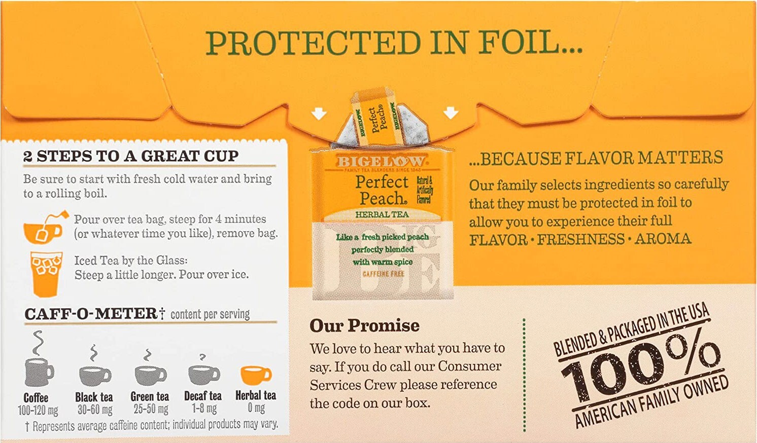 Bigelow Perfect Peach Herbal Tea – 20 tea bags