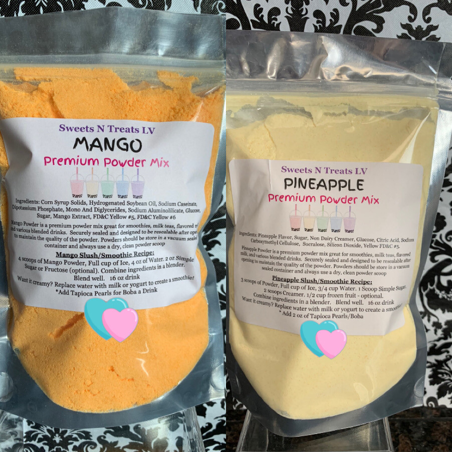 Premium PINEAPPLE MANGO Powder Boba Bubble Tea Tapioca Pearl Smoothie 12 oz