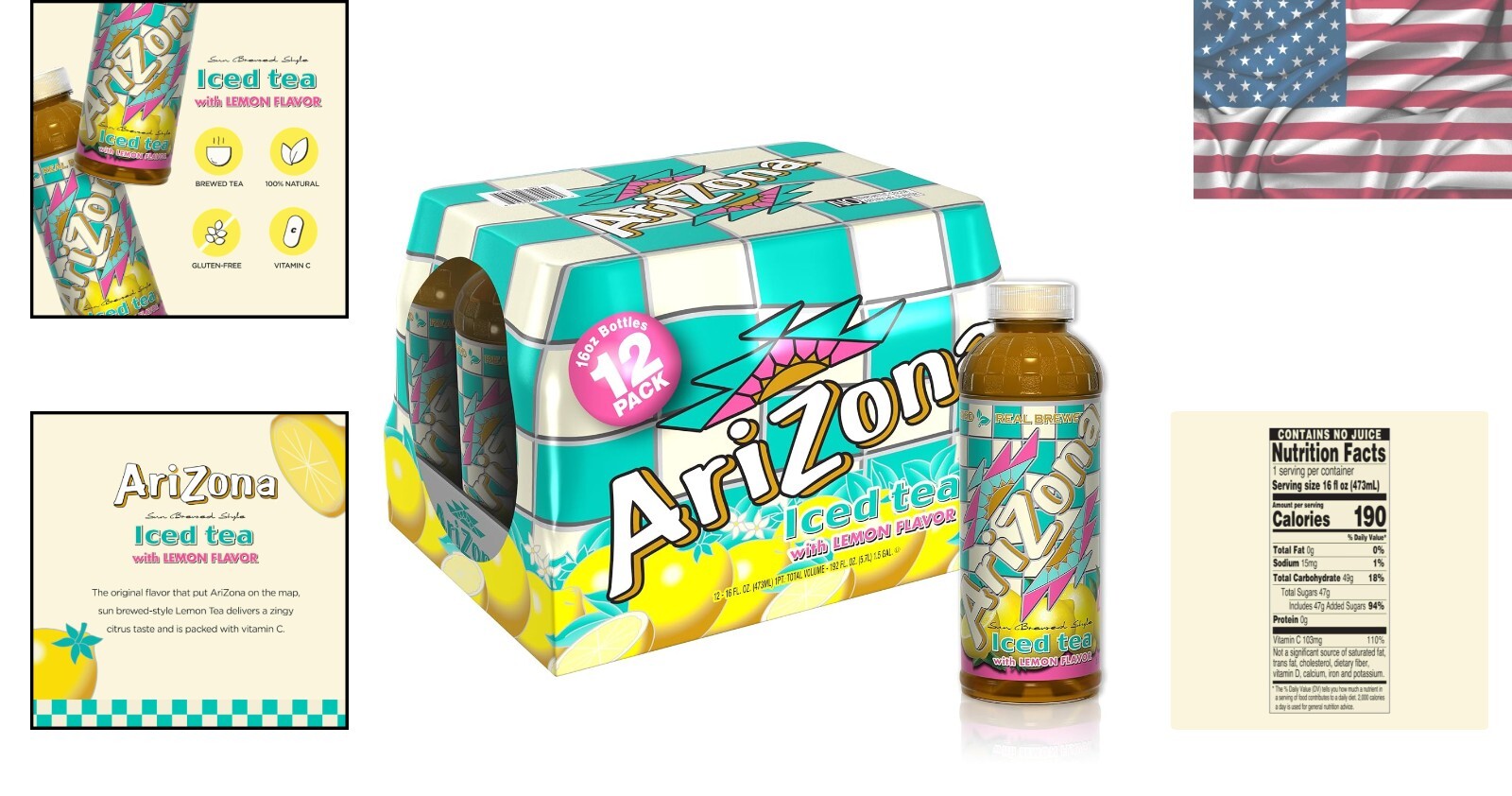 16oz Lemon Tea – Refreshing Iced Tea Pack of 12 for Everyday Enjoyment