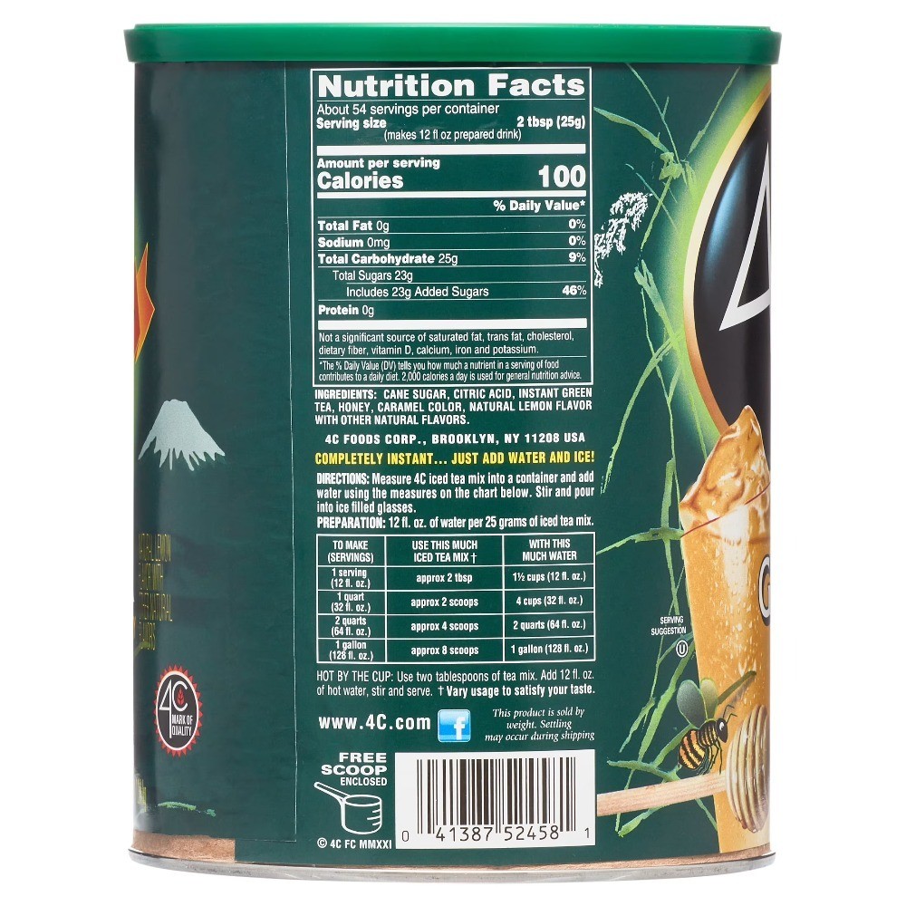 Green Tea Drink Mix Powder 4 Pack 47.2 Ounce Bulk Canister