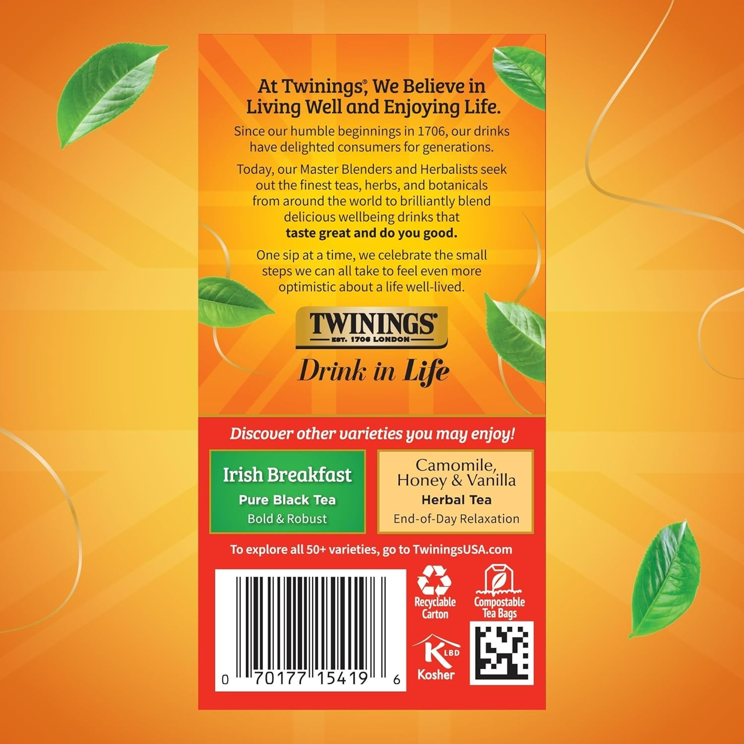 English Breakfast Black Tea Individually Wrapped Bags, 20 Count Pack of 1, Fl…