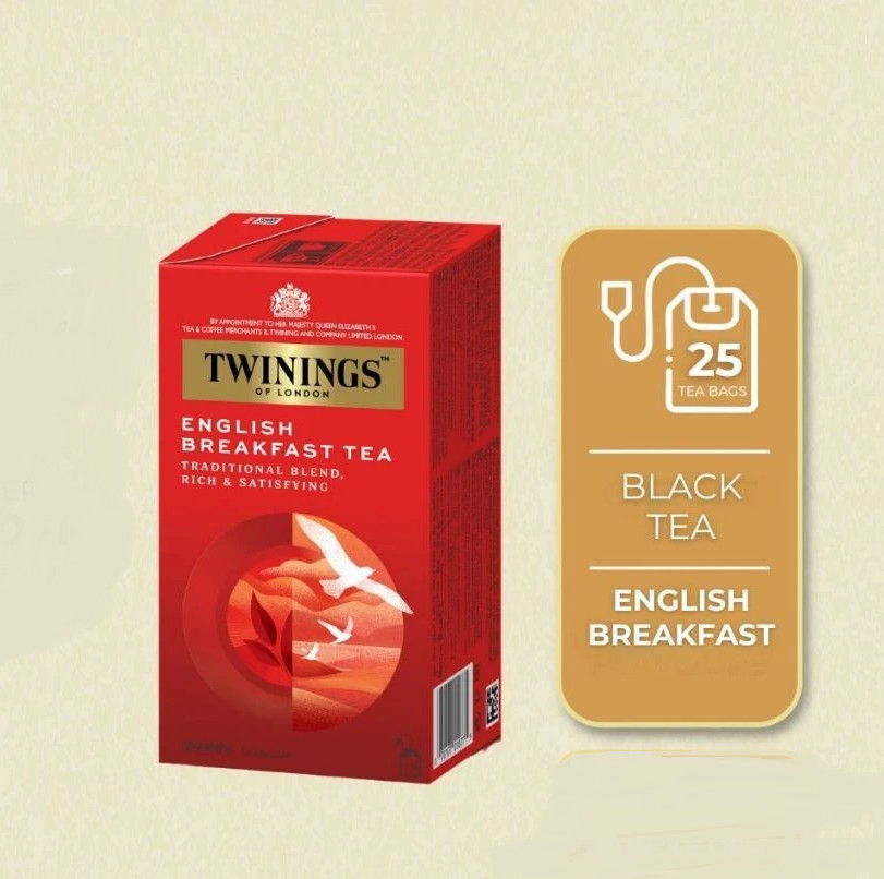 1x TWININGS English Breakfast Tea Traditional Blend (2g x 25’s) FREE SHIPPING!