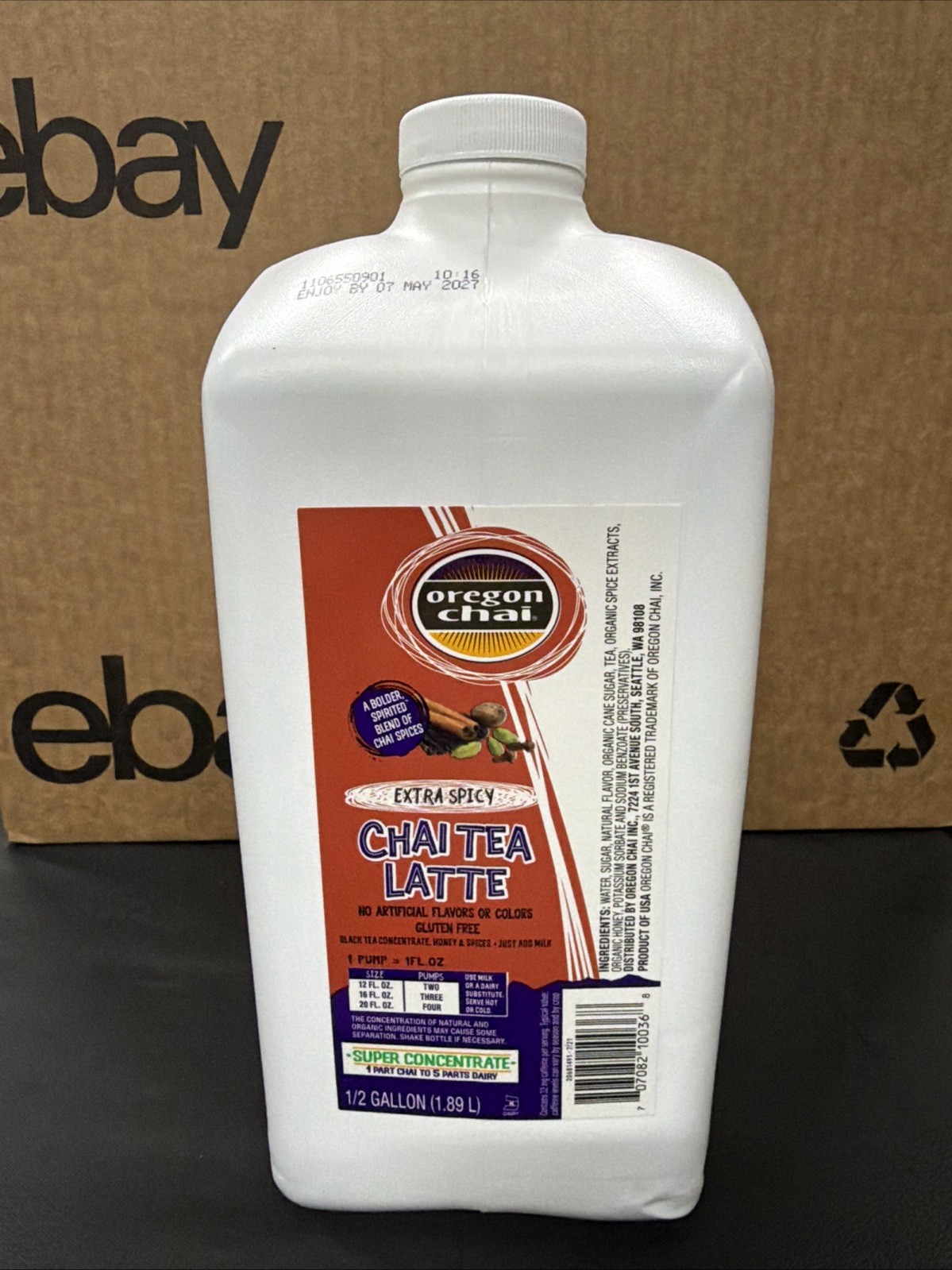 Oregon Chai Extra Spicy Original Chai Tea Latte Concentrate 64 Ounce -May 2027