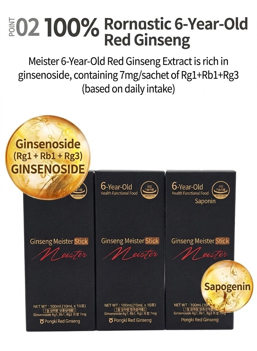 [Pung-gi Ginseng Nonghyup] Korean 6 Years Red Ginseng Meister Stick 10ml x 30 P