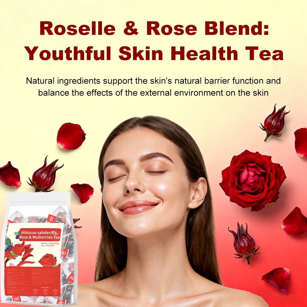 Hibiscus Sabdariffa Rose Mulberries Tea Youthful Skin Health Tea 5 G Per Pack