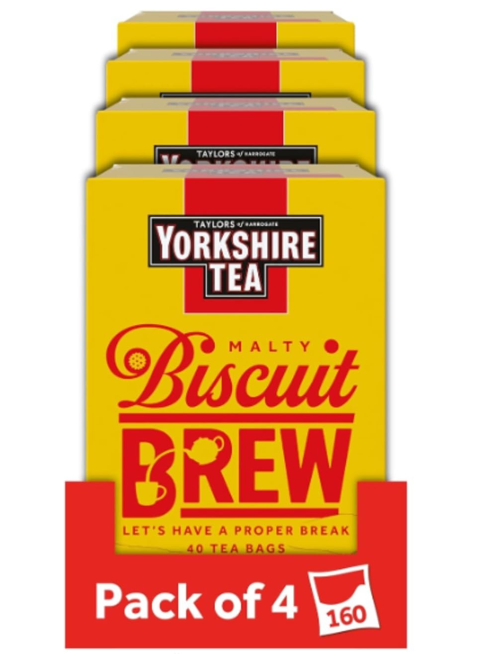 Yorkshire Tea Biscuit Brew Bags, Pack of 4 (total 160 tea 4