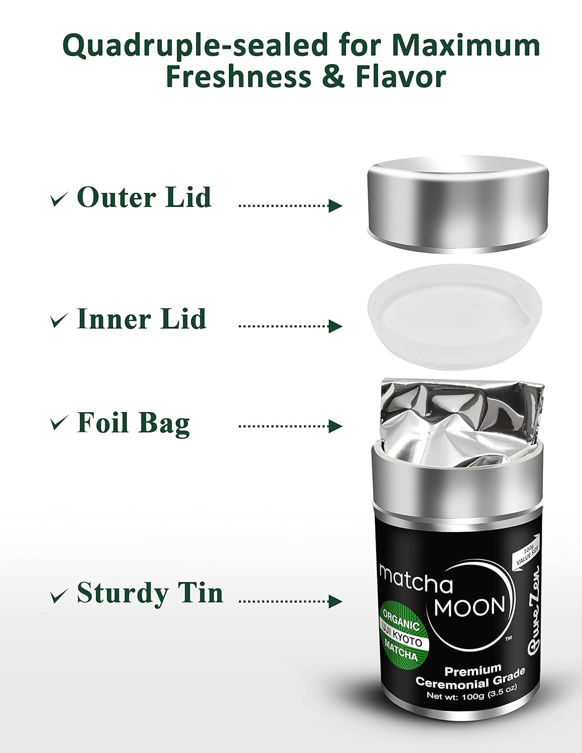 Premium Organic Matcha Powder – Ceremonial Grade from Uji Kyoto – 100G Tin
