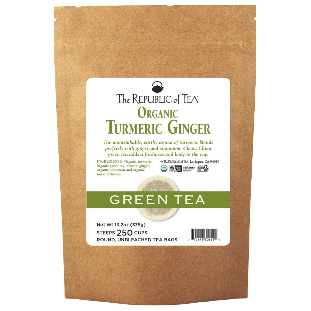 Organic Turmeric Ginger Green Tea – 250 Naturally Caffeinated Tea Bags