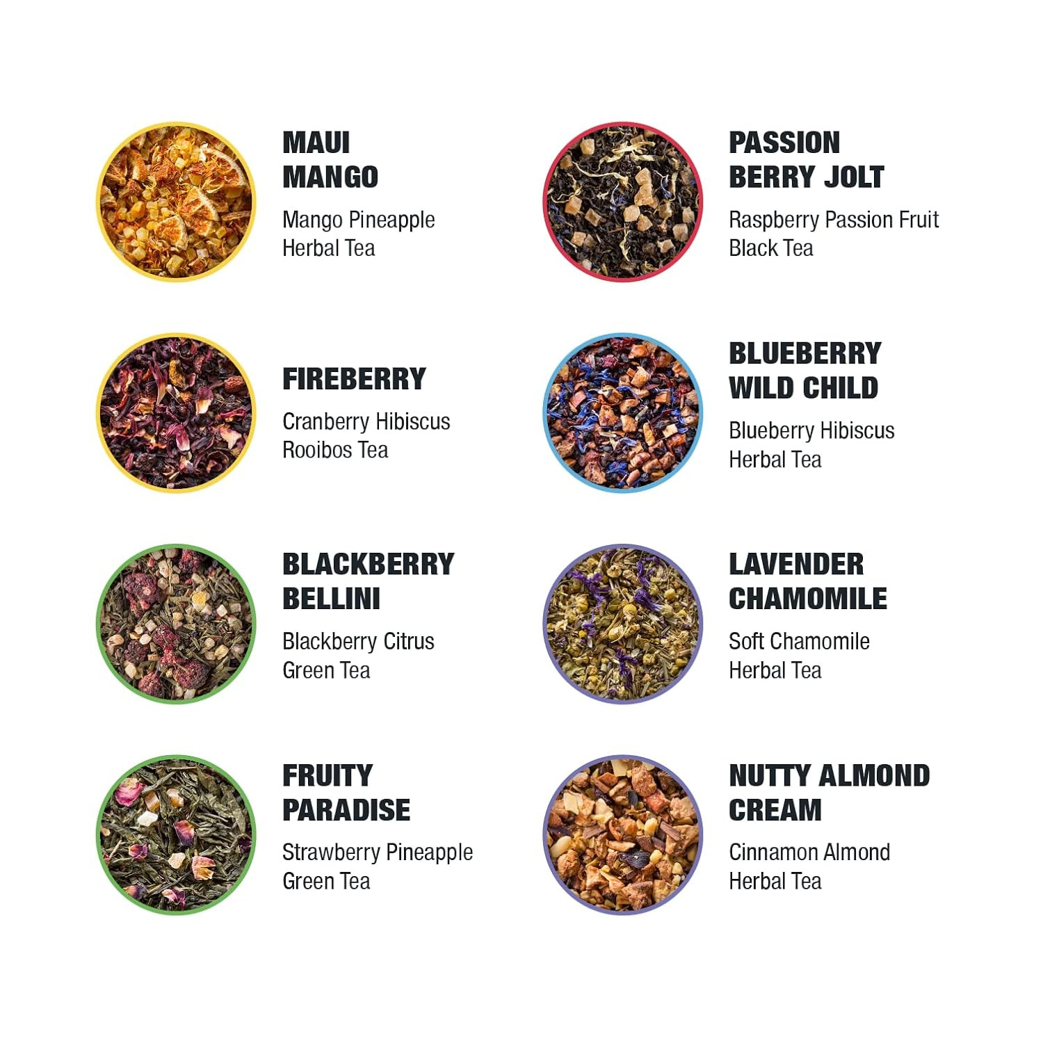 – Top 8 Favorites Sampler Set, Loose Leaf, up to 80 Cups, High to No Caffeine, H