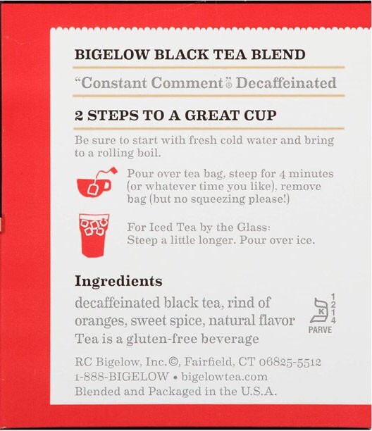 Bigelow Decaffeinated Constant Comment Black Tea – 20 tea bags