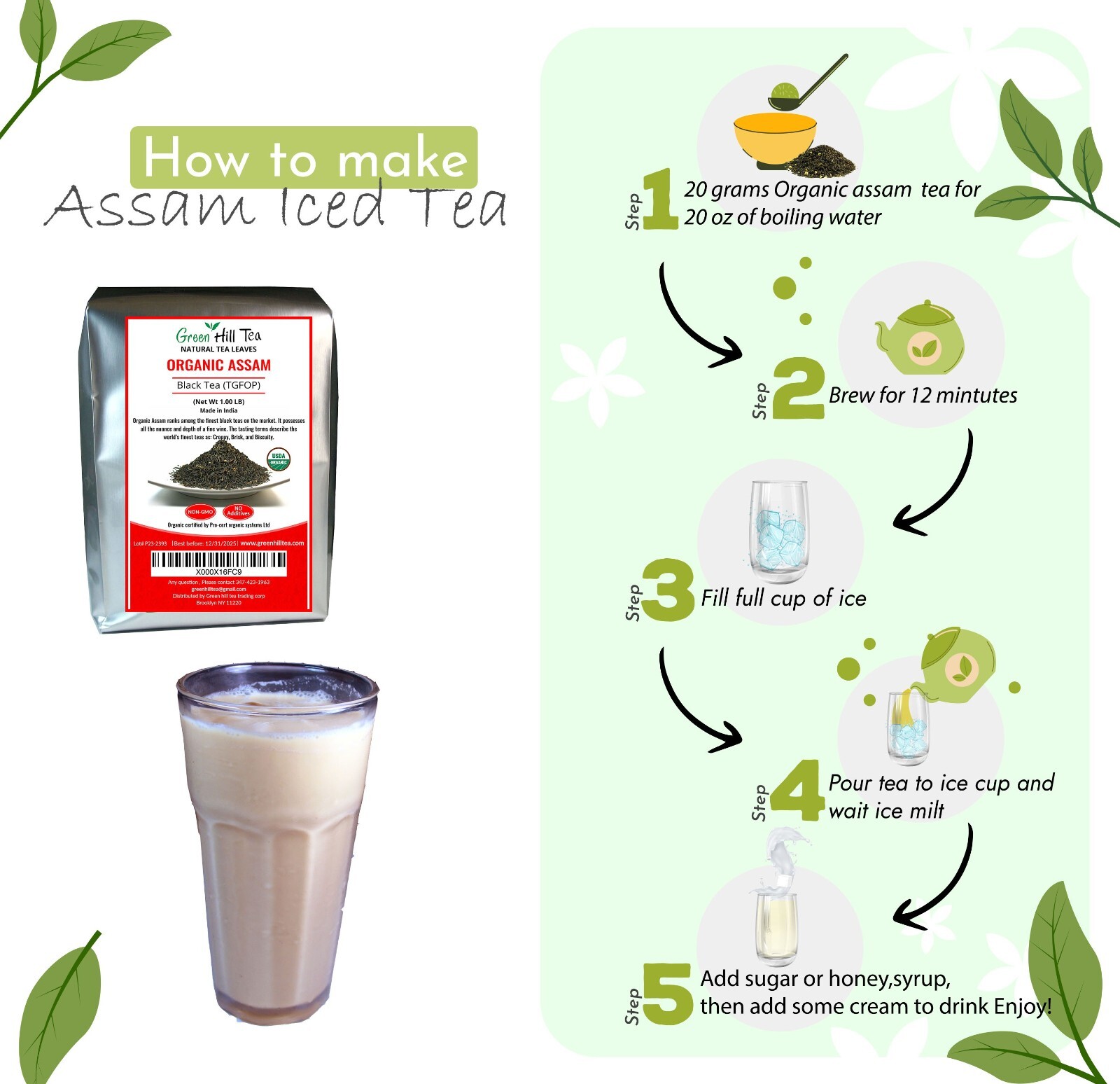 Organic Assam black loose tea(TGFOP) Estate Tea 1 LB