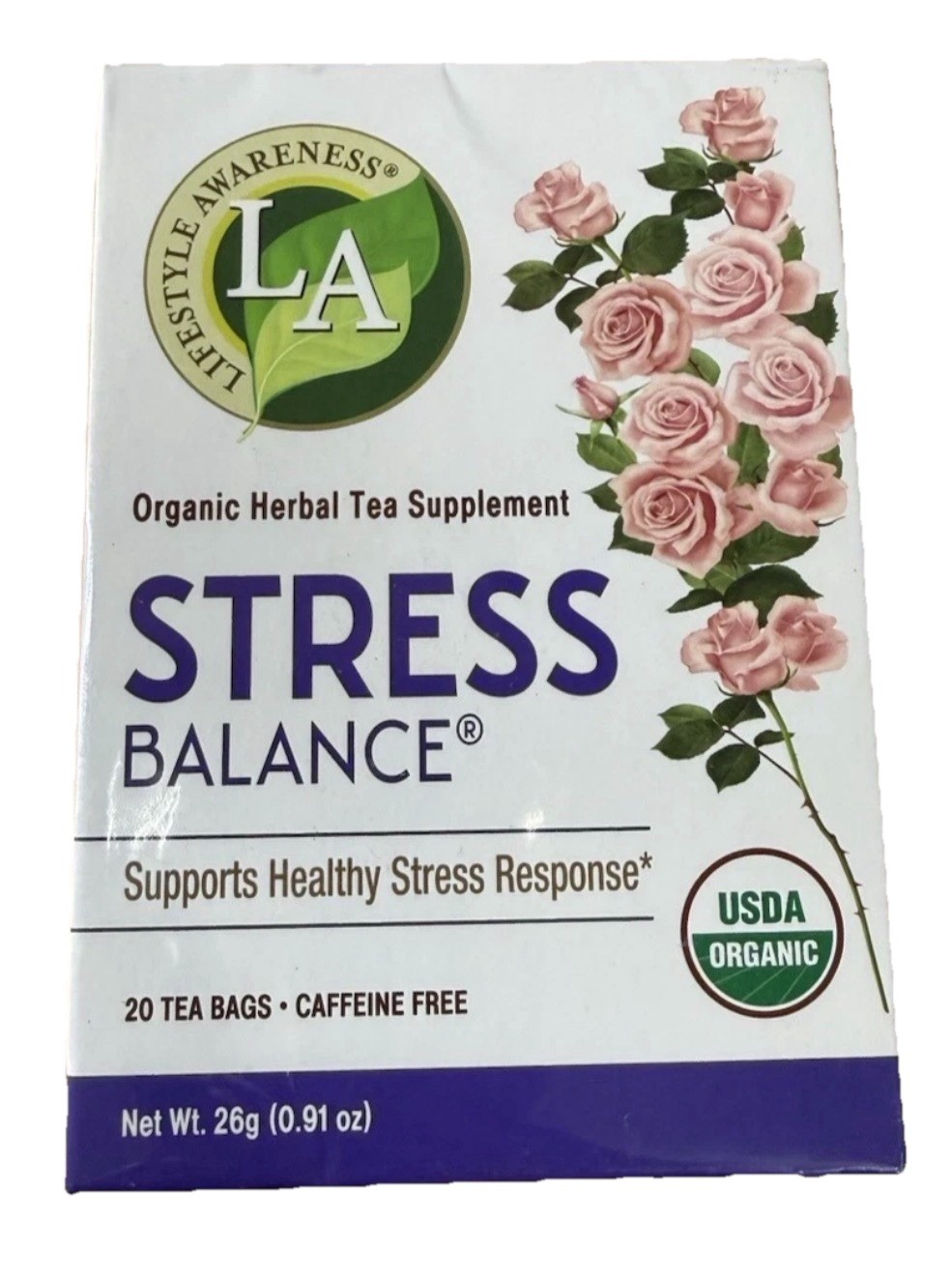 Stress Balance Tea with Calming Rose Petal, Caffeine Free, 20 Count, 1 pack 9/27